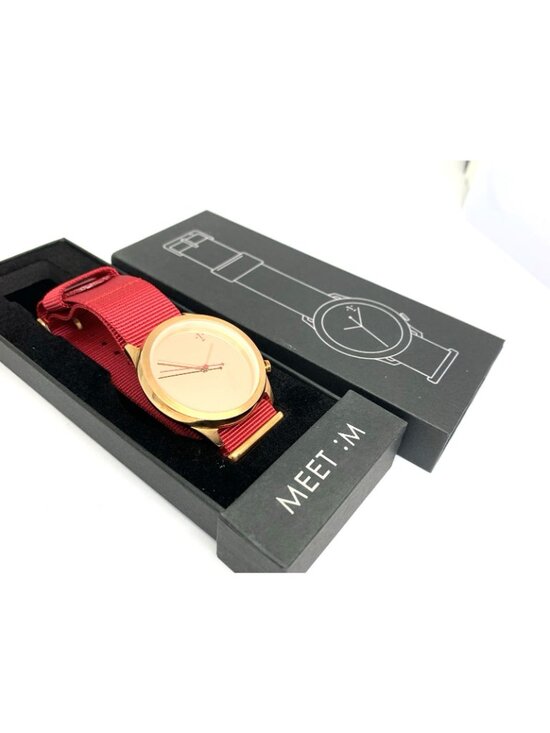 1: Face Mirror Dial Women\'s Watch Quartz Rose Gold Tone Red Nylon Strap 40mm main image 11